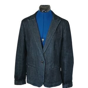 Banana Republic Women's dark denim lined structured blazer work or play A-086